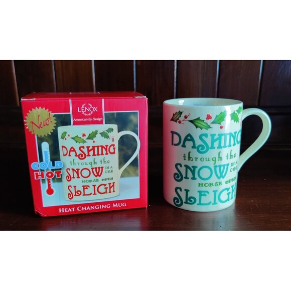 NEW LENOX Holiday 12 Oz Heat Changing MUG “Dashing Through The Snow” in Box - Picture 1 of 5